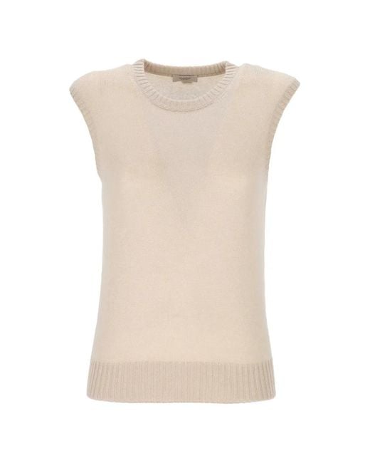Agnona Natural Ribbed-Trim Sleeveless Sweater