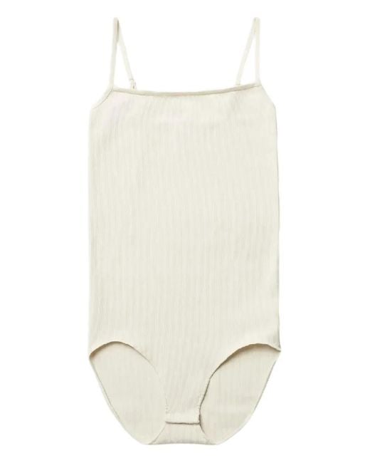 Swedish Stockings White Ribbed Seamless Body