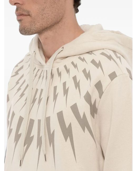Neil Barrett Natural Fairisle Thunderbolt Hoodie for men