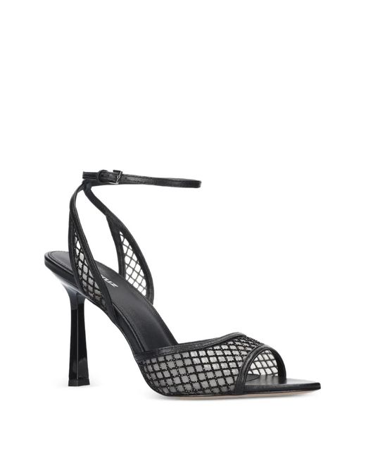Lola Cruz White Ruby Mesh-Panel Sandals