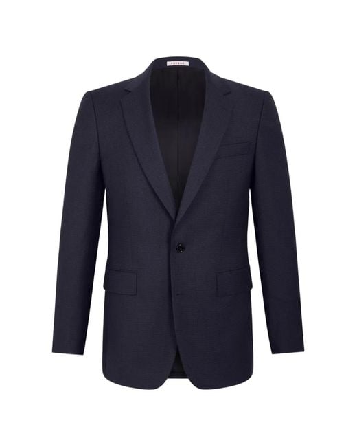 Fursac Blue Checked-Pattern Wool Blazer for men
