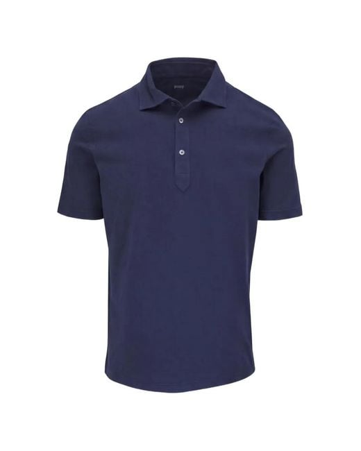 Fedeli Blue Short-Sleeve Polo Shirt for men