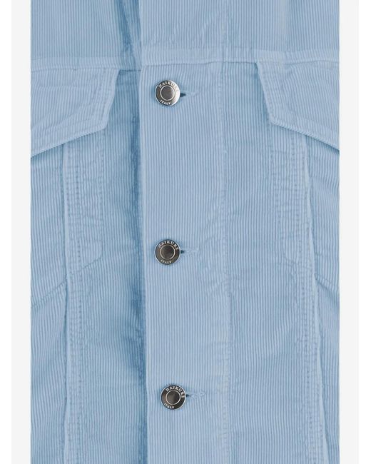 Haikure Blue Ribbed-Knit Button-Up Jacket