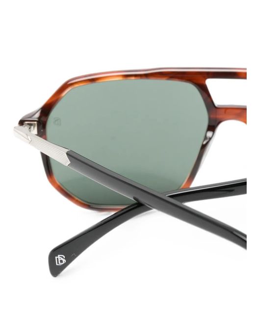David Beckham Green Rectangle-Frame Sunglasses