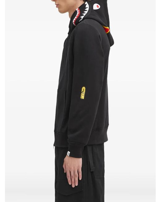 A Bathing Ape Black Shark Zip-Up Hoodie for men