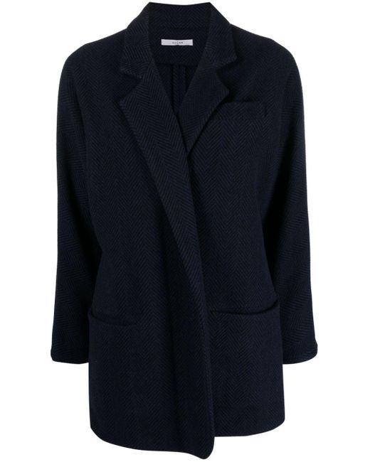 Dusan Blue Herringbone-pattern Cashmere Blazer