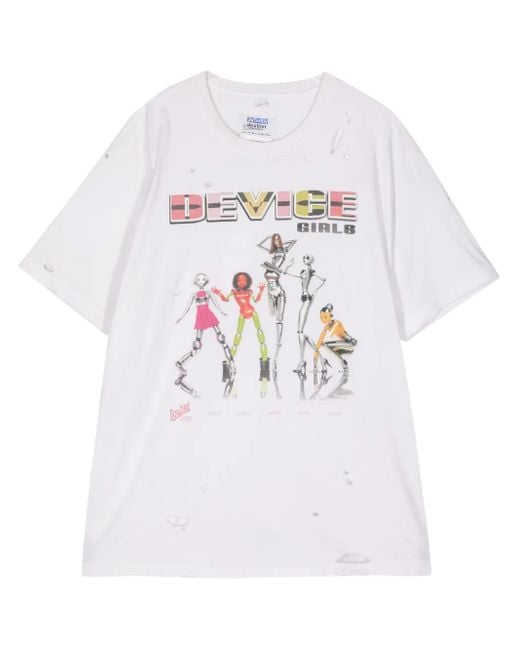 Doublet White Girls & Robots Print Cotton T-Shirt for men