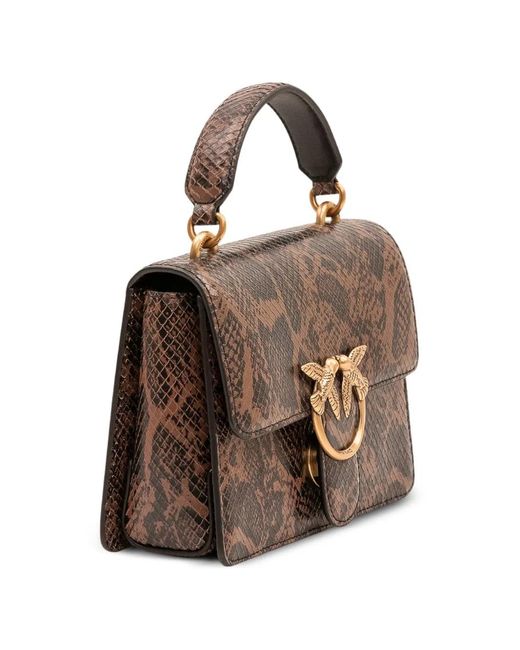 Pinko Brown Mini Love Bag One Top Handle Light Handbag