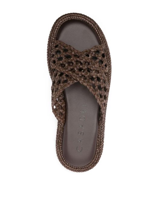 Casadei Brown Raffia Sandal Shoes