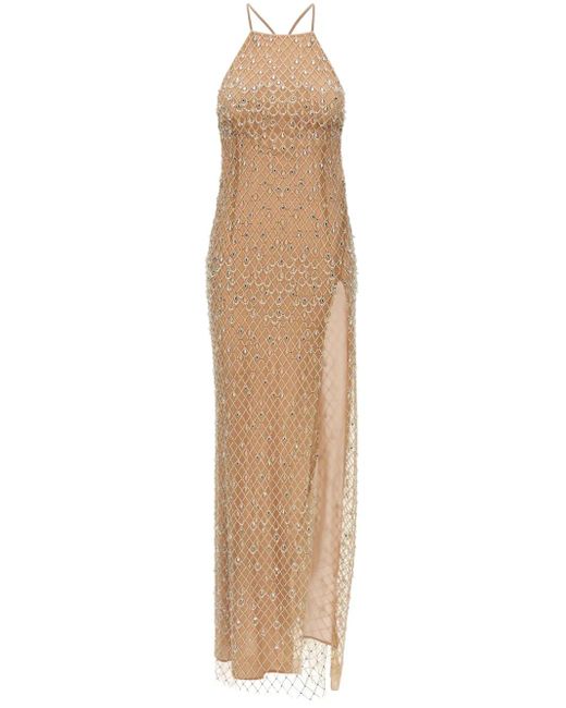 Elisabetta Franchi ビジュートリム マキシドレス Natural