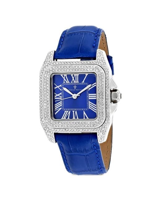 Christian Van Sant Blue Radieuse Crystal-Embellished 41Mm Watch