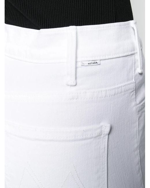 Mother White The Hustler Ankle Fray Jeans