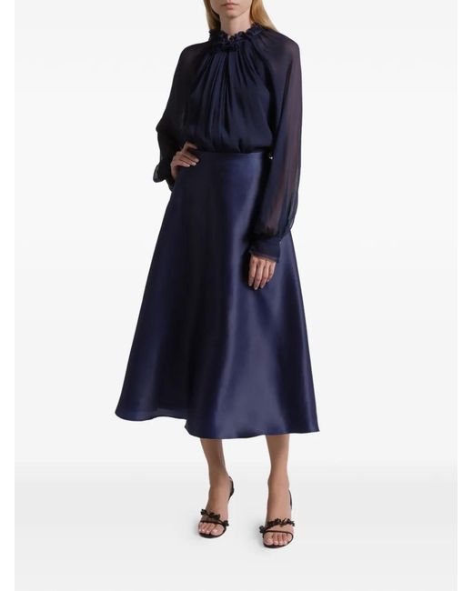 Alberta Ferretti Blue Ruffled Blouse