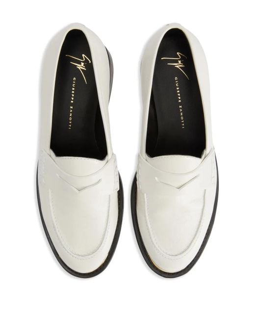 Giuseppe Zanotti White Faridha Leather Loafers