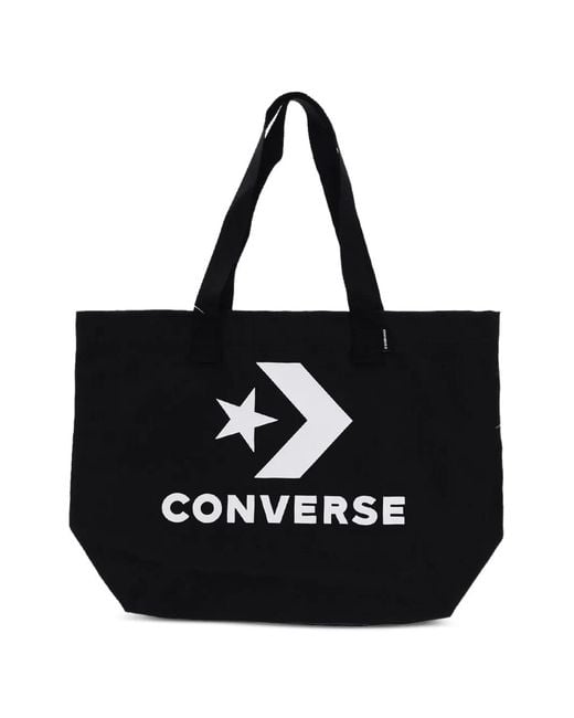 Converse Black Large Star Chevron Logo-Print Tote Bag