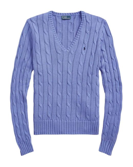 Polo Ralph Lauren Blue V-Neck Cable-Knit Sweater