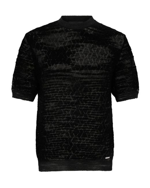 DSquared² Black T-Shirt Perforated for men