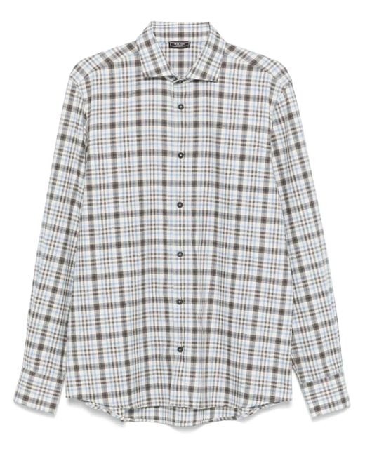 Peserico Gray Checked Pattern Shirt for men