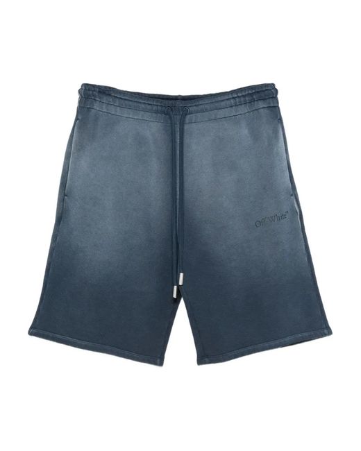 Off-White c/o Virgil Abloh Blue Drawstring Ombre-Effect Shorts for men