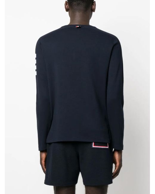 Thom Browne Blue Engineered 4-Bar Cotton Sweatshirt for men