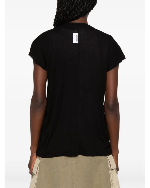 Moschino Black Relaxed Viscose Flutter Sleeve T-Shirt