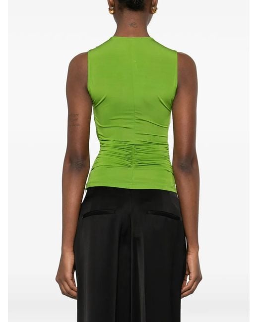 Elisabetta Franchi Green Jersey Top With Jewel Detail