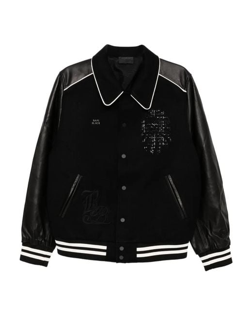 A Bathing Ape Black Logo-Varsity Jacket for men