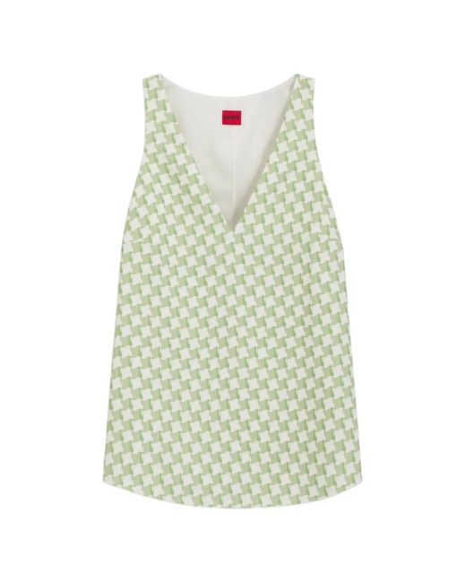 HUGO Green Geometric-Print Sequin-Embellished Blouse