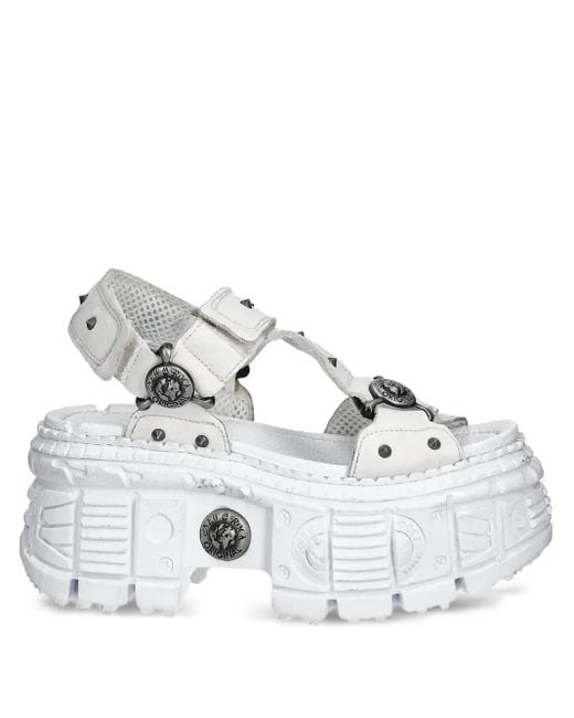 New Rock White 100Mm Studded Platform Sandals