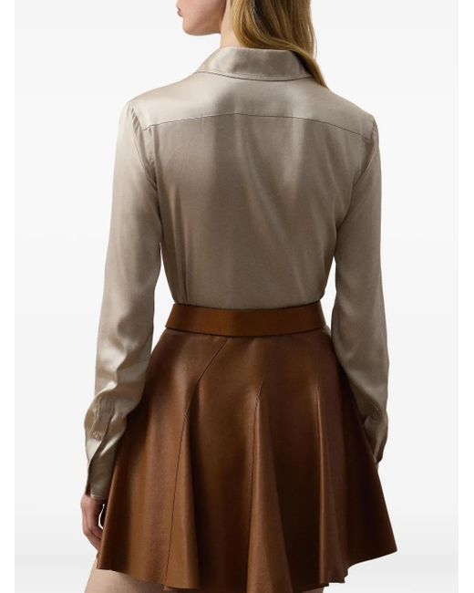 Ralph Lauren Natural Satin Button-Up Shirt