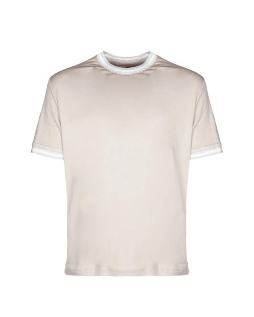 Eleventy White Ringer Trim T-Shirt for men
