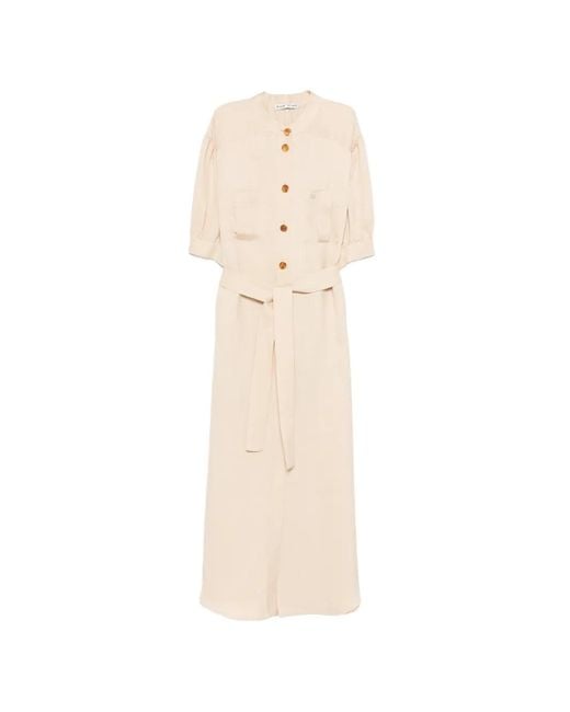 Blazé Milano White Donzi Berber Belted Midi Dress