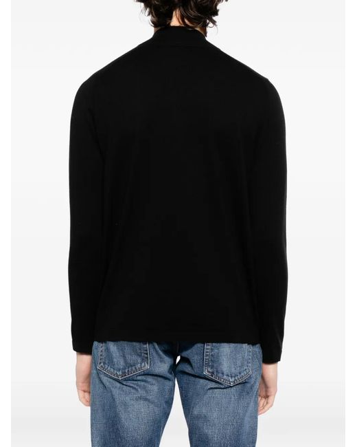N.Peal Cashmere Black Salcombe Sweater for men