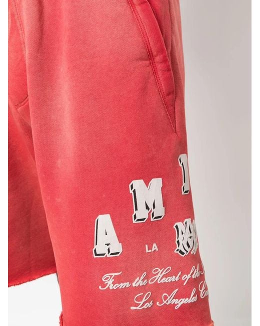 Amiri Red Logo-Print Drawstring-Waistband Shorts for men