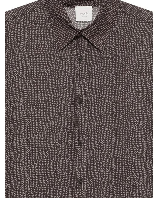 Alysi Brown Pattern Ramie Midi Ress
