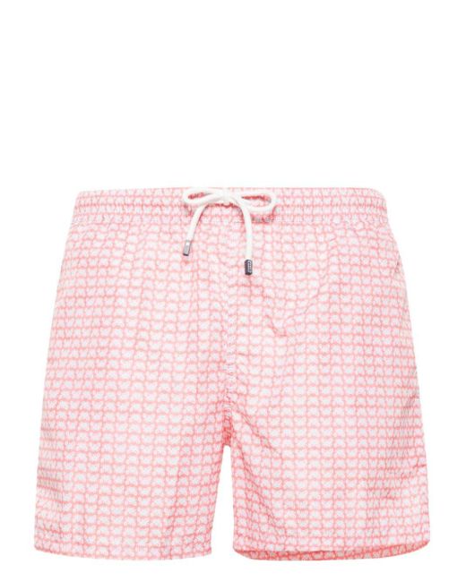 Fedeli Pink Madeira Crab-print Swim Shorts for men
