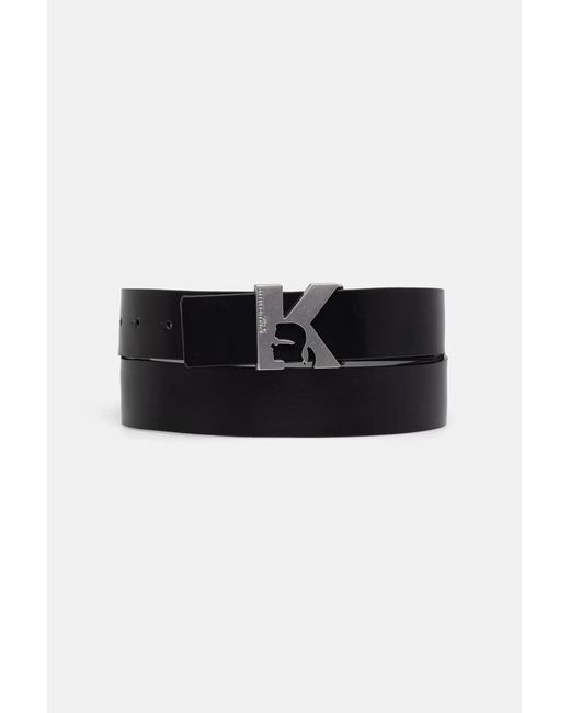 Karl Lagerfeld Black Logo-Plaque Belt for men