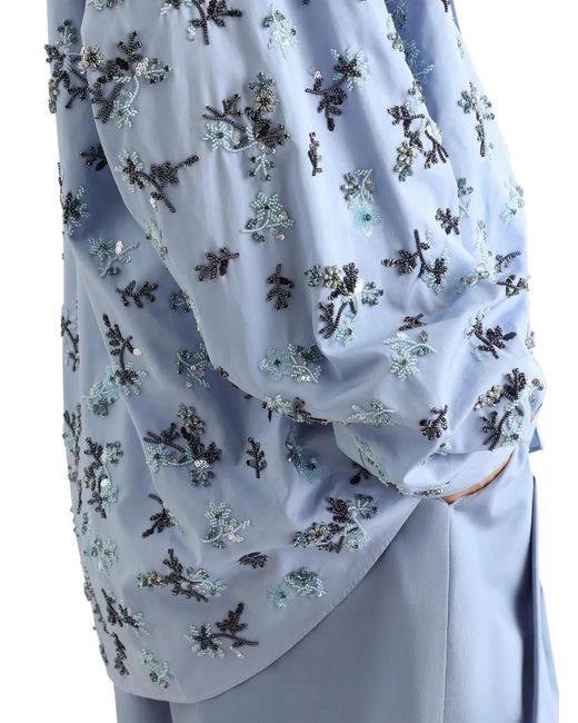Dolce & Gabbana Blue Cotton Shirt With Embroidery for men