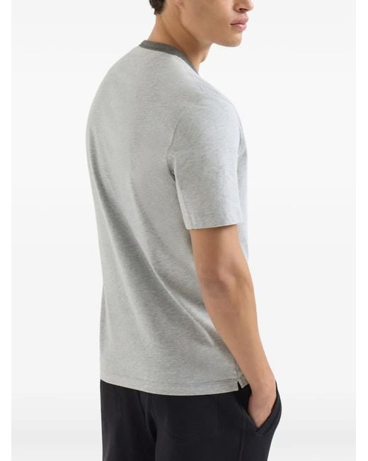 Brunello Cucinelli Gray Cotton Jersey Crew-Neck T-Shirt With Print for men