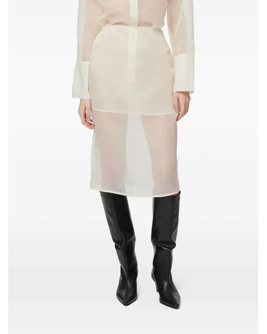Apparis White Tyra Organza Midi Skirt