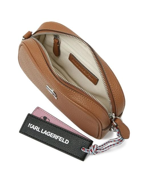 Karl Lagerfeld Brown Embellishment-Logo Cross Body Bag