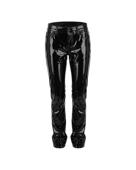 DSquared² Black Patent-Effect Five-Pocket Trousers