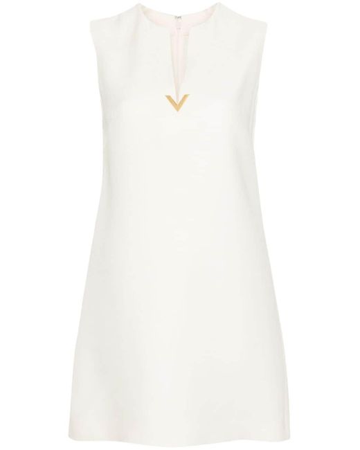 Valentino Garavani White V Gold Crepe Mini Dress