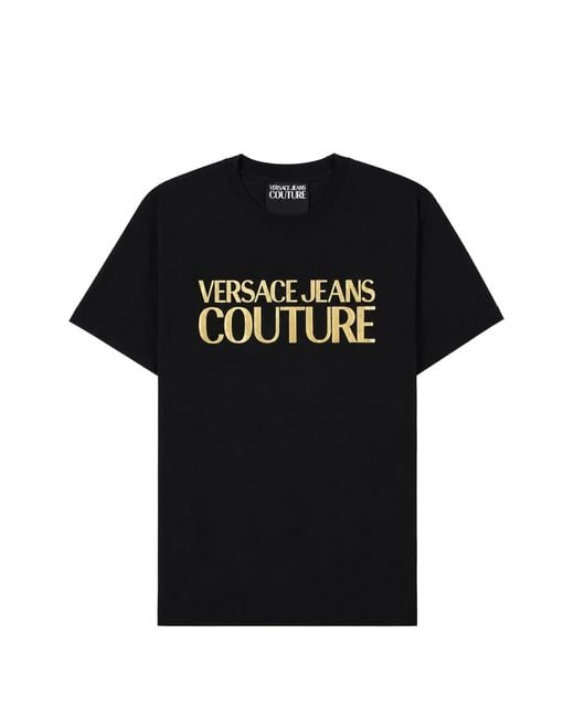 Versace Jeans Couture Black Logo-Print T-Shirt for men