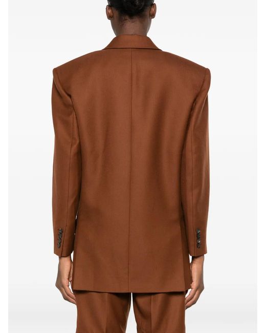 Saint Laurent Brown Double-Breasted Cashmere Jacket