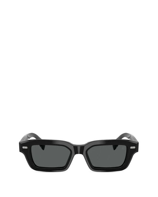 Brunello Cucinelli Black Rectangle-Frame Sunglasses