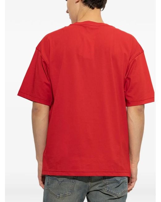 DIESEL Red Logo-Print T-Shirt for men