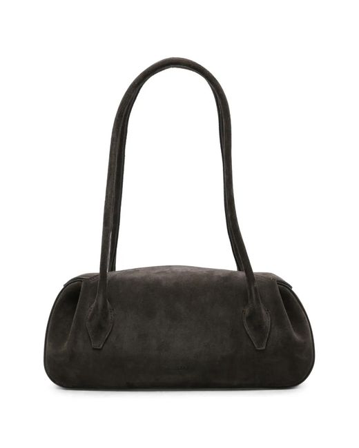 Yuzefi Black Oyster Leather Shoulder Bag