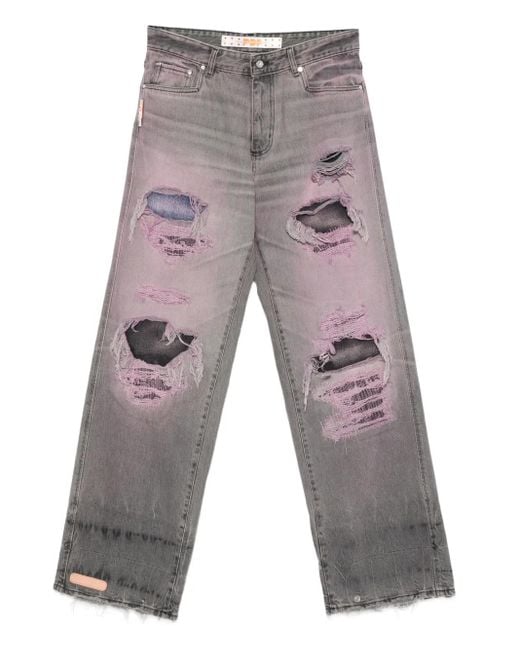 PDF Gray Distressed Frayed Jeans for men