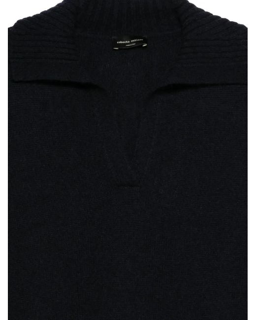 Roberto Collina Black Wool Polo Top